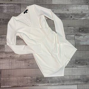 Lulus Babe Heaven Long Sleeve Asymmetric Envelope Hem Romper